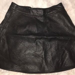 Black leather skater skirt